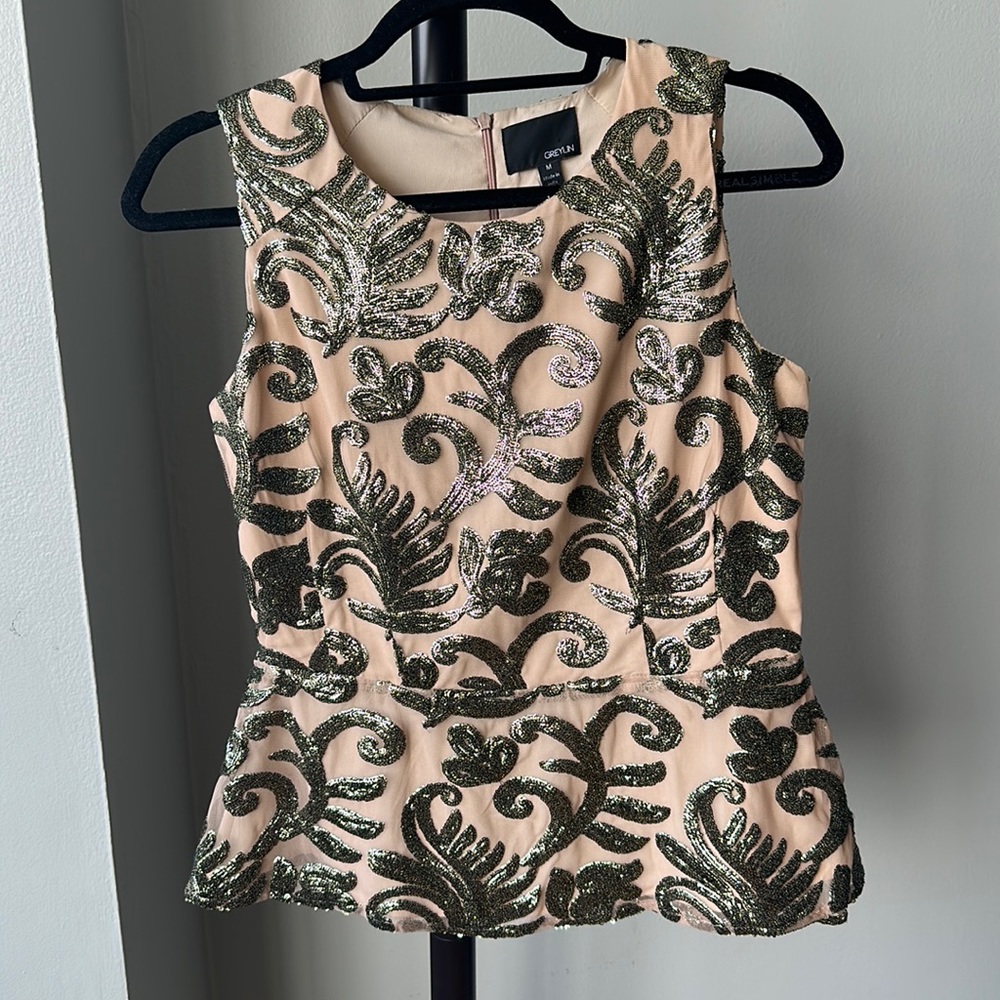 ☀️ BOGO Item NWT Greylin from Anthropologie Nude Sequined Peplum☀️